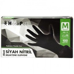 Haspet Siyah Nitril Muayene Eldiveni Pudrasız