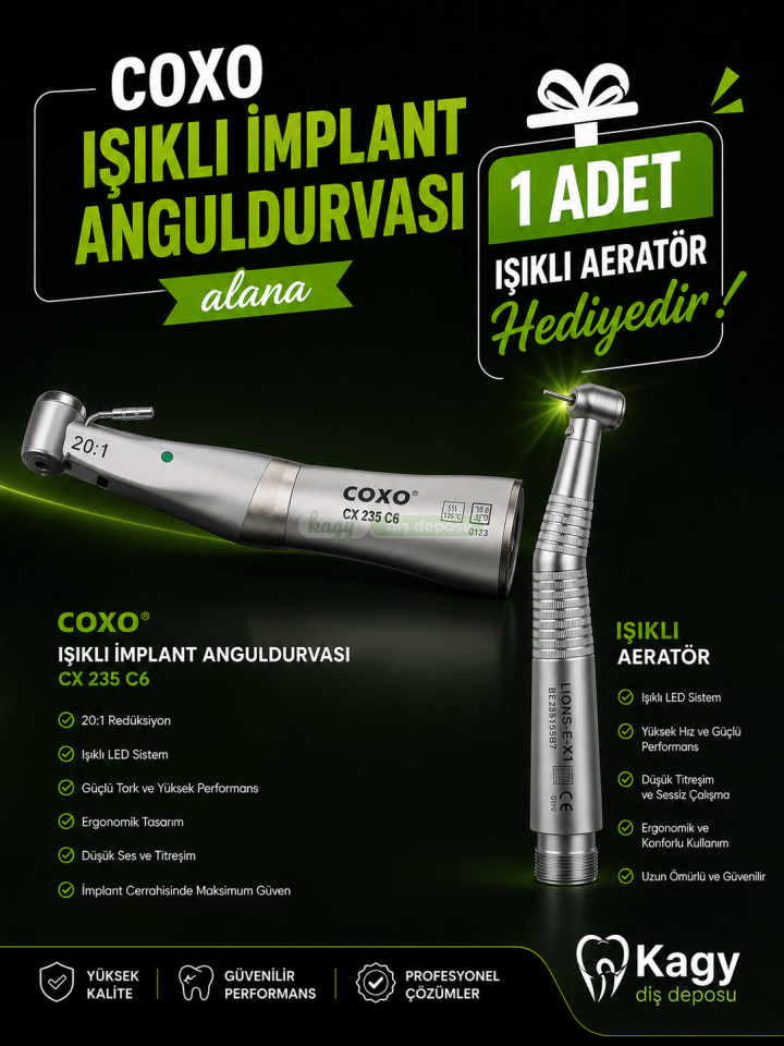 COXO CERRAHİ İMPLANT ANGULDURVASI 20:1 (YEŞİL KUŞAK)